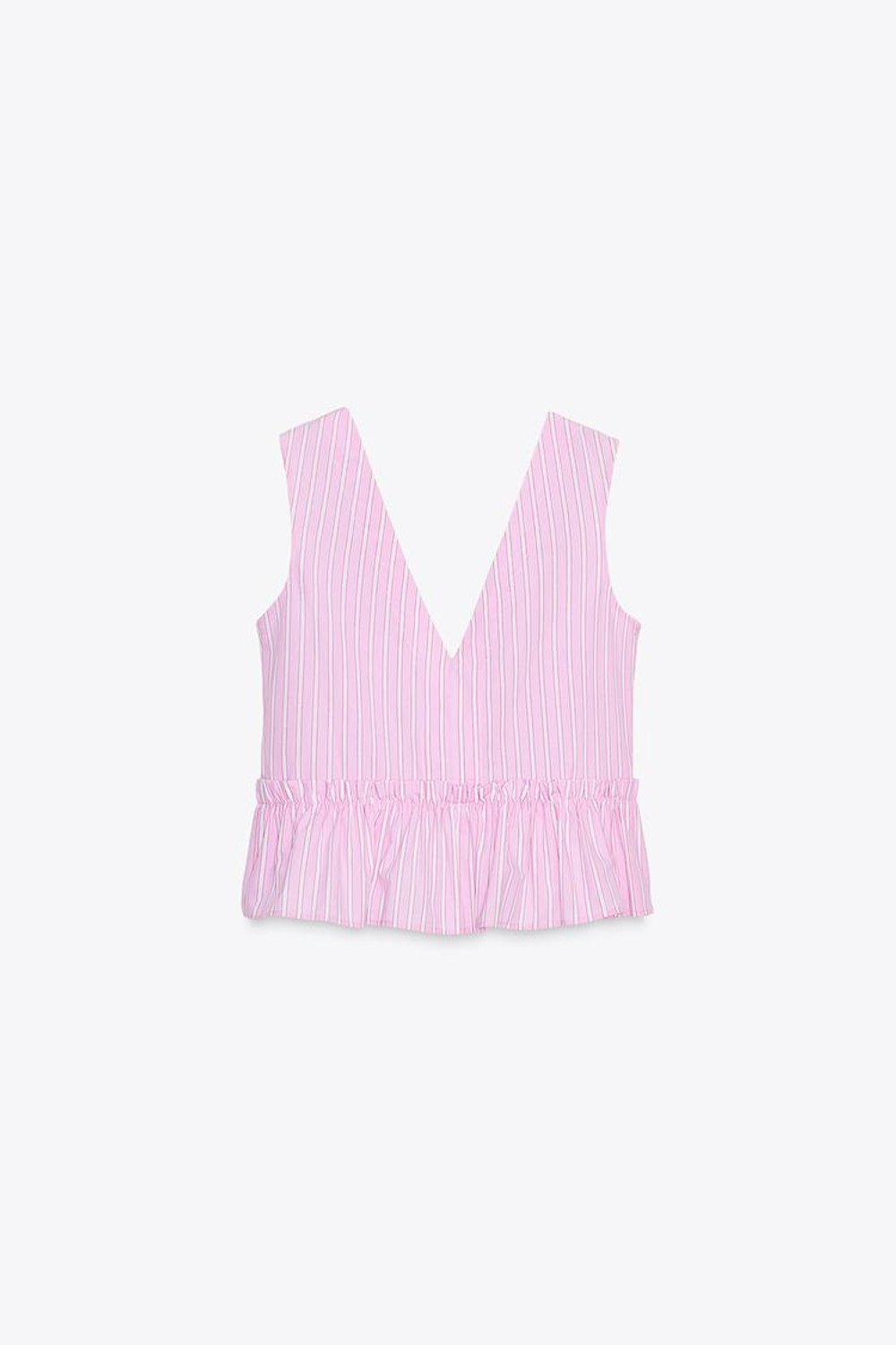 ZARA ТОП В ПОЛОСКУ С БАНТИКАМИ, РОЗОВЫЙ/БЕЛЫЙ