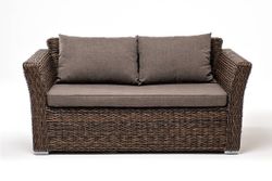 "Капучино" диван из искусственного ротанга (гиацинт) двухместный, цвет коричневый