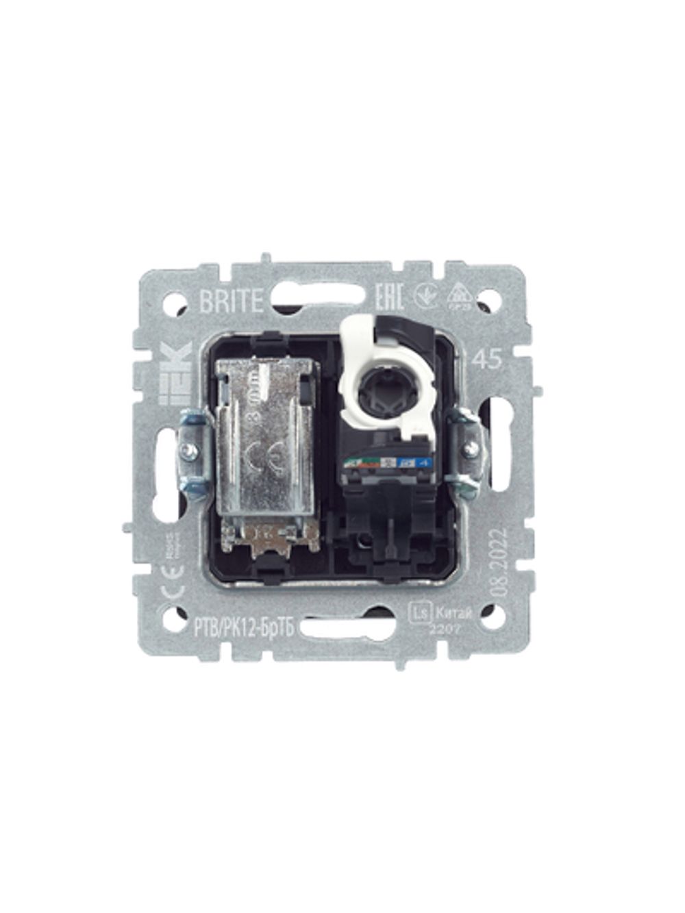BRITE Розетка двойная TV+RJ45 кат.5E РТВ/РК12-БрТБ темная бронза IEK