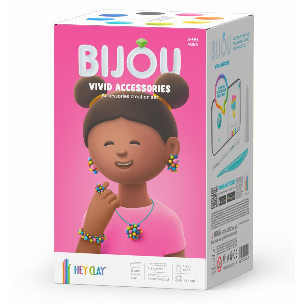 HEY CLAY - Пластилиновая масса БИЖУТЕРИЯ BIJOU 8-пак + аксессуары HCL8001