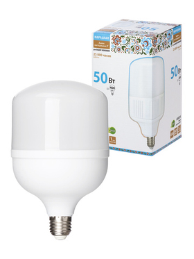 Лампа светодиодная T-50 Вт-230 В-6500 К–E27 (125x206 мм) НАРОДНАЯ TDM SQ0340-1647