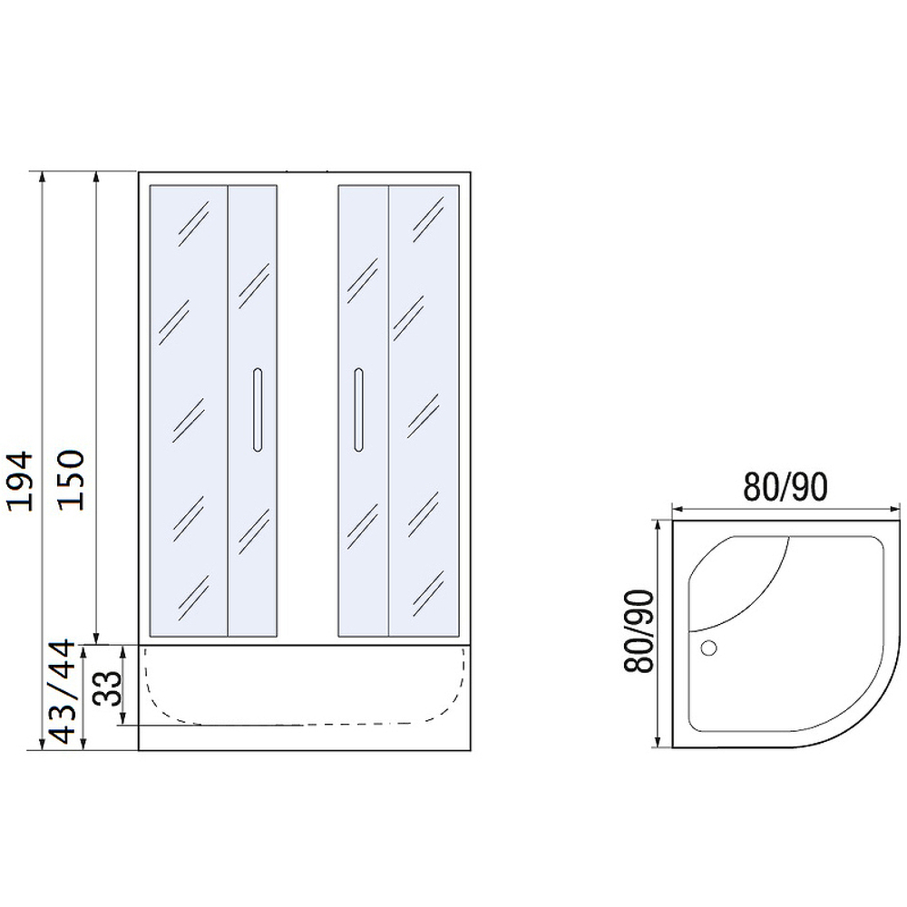 Душевой уголок River Don 80x80 MT 10000008302 с поддоном