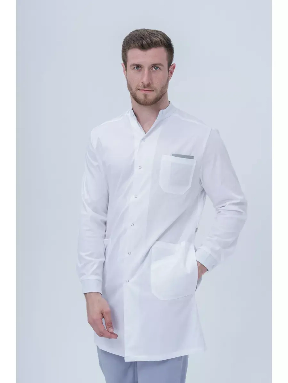 Медицинский халат мужской на кнопках TZ810-WHT