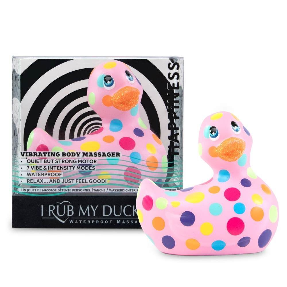 Розовый вибратор-уточка I Rub My Duckie 2.0 Happiness в разноцветный горох (Цвет: розовый)