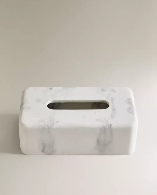 ZARA HOME КОРОБКА ДЛЯ САЛФЕТОК С МРАМОРНЫМ УЗОРОМ, СЕРЫЙ