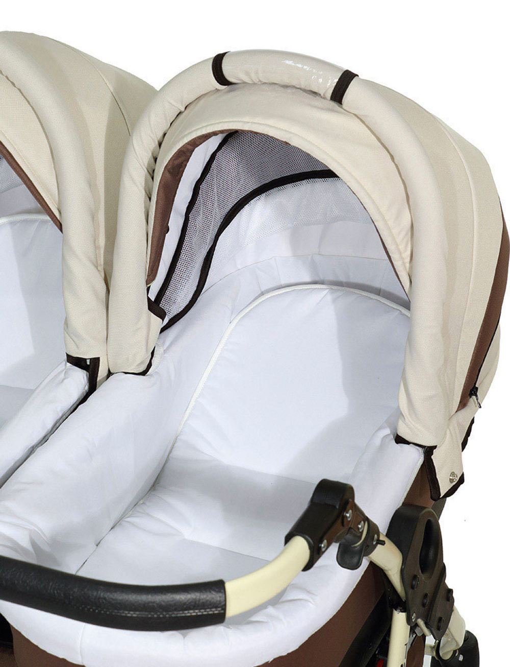 Детская коляска для двойни Verdi Twin 2 в 1 (Коричневый/белый)