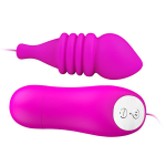 Вибропуля 9см с рёбрышками и выносным пультом управления Baile Pleasure Shell BI-014150