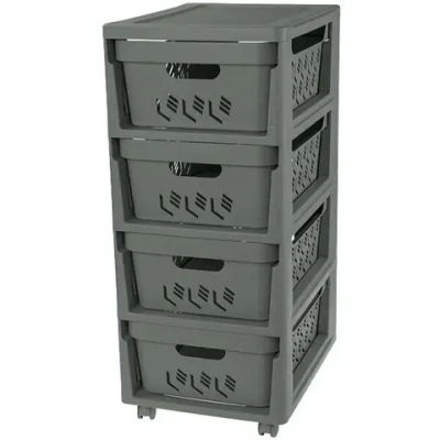 Комод на колесах 4 ящика 30*38,5*69см «DELUXE» серый