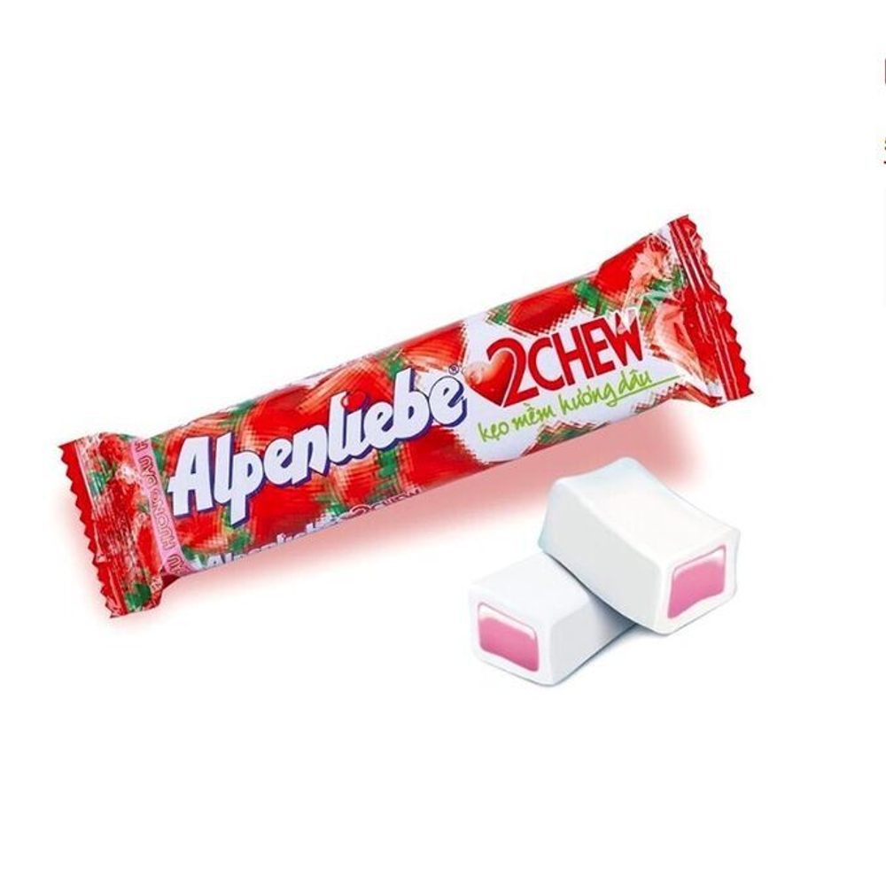Жевательные конфеты Alpenliebe 2 chew (Виноград/Клубника) в ассортименте, 24,5 гр