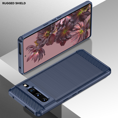 Мягкий чехол синего цвета для смартфона Google Pixel 7 Pro, серия Carbon от Caseport