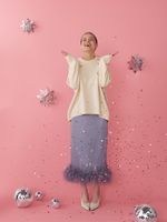 ЮБКА САТИНОВАЯ С ПЕРЬЯМИ GREY