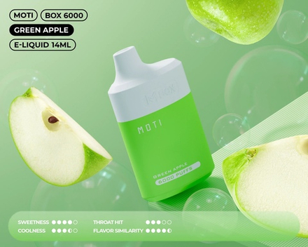 Moti Mbox Зелёное яблоко 6000 затяжек 20мг Hard (2% Hard)