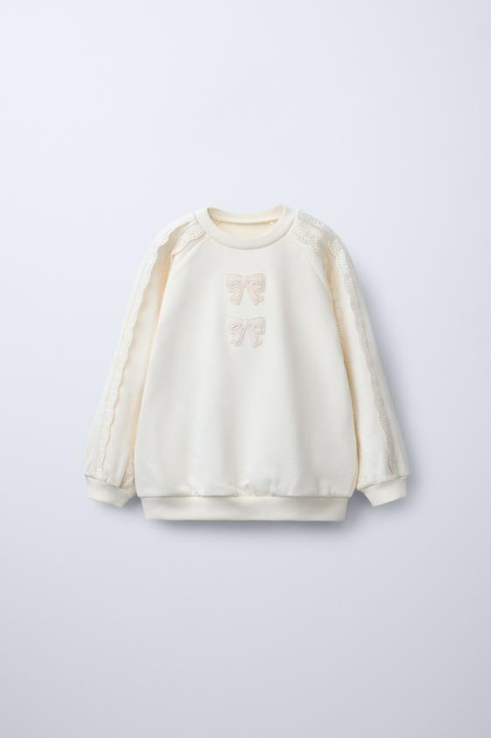 ZARA ТОЛСТОВКА В РОМАНТИЧЕСКОМ СТИЛЕ С БАНТАМИ, ЭКРЮ