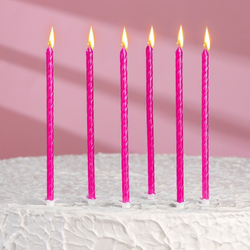Набор свечей "С днём рождения", ярко-розовые, 13 см, 6 шт