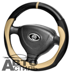 Оплетка на руль круглая Coolpart MAXIMAL (37*38) к/з черный/беж A  K20BL-BG
