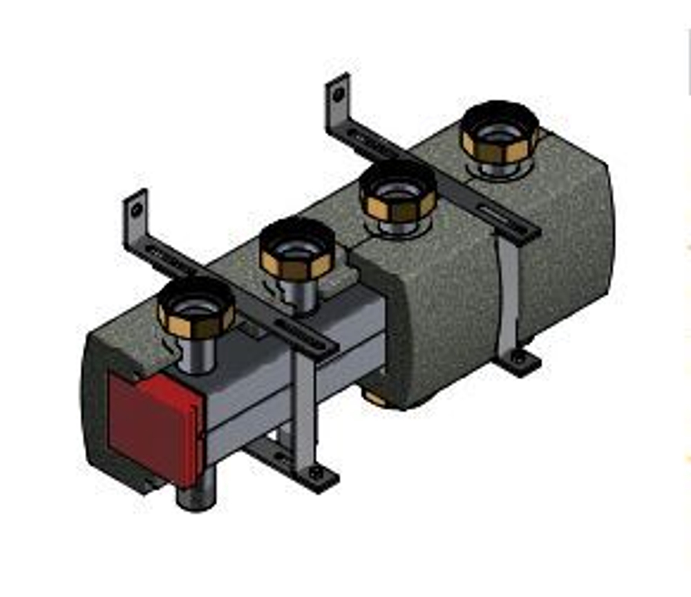 Распределительный коллектор ECO2 DN32 Huch EnTEC (Хух ЭнТЕК)  на 3 отопительных контура до 160 кВт (арт.105.20.032.RD)