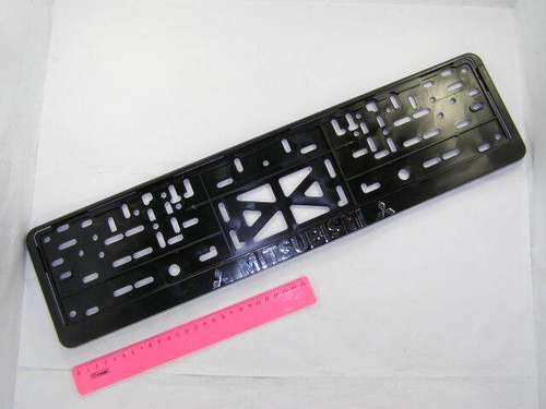 Рамка под номер с защелкой серебро  MITSUBISHI  рельеф (Новосибирск)