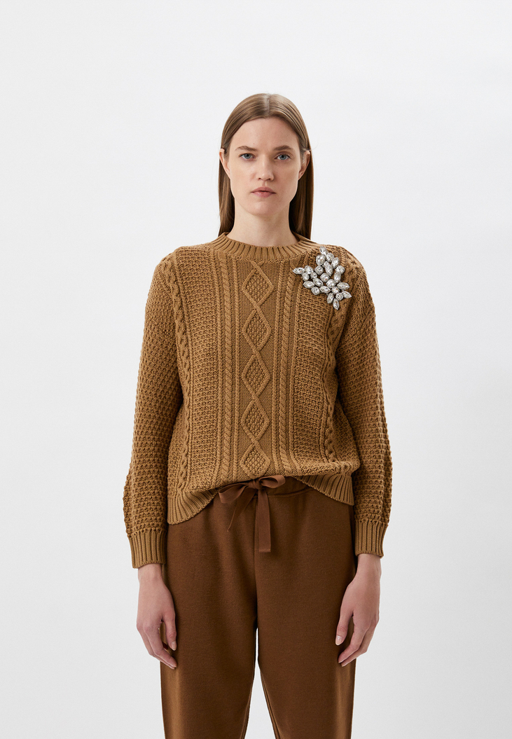 Джемпер из шерсти с брошью Max Mara Weekend
