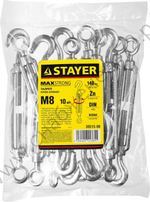 STAYER DIN 1480 М8, талреп крюк-кольцо, 10 шт (30515-08)