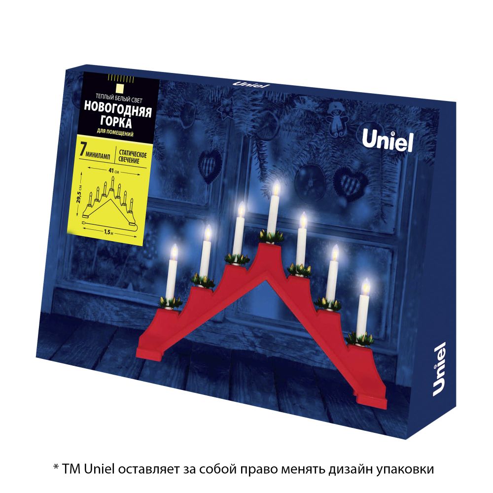 UDL-L7101-007-SWA-WW RED BRIDGE Фигура Новогодняя горка. 39.5х30.5см. 7 миниламп накаливания. Теплый белый свет. Корпус красный. Материал пластик. TM Uniel