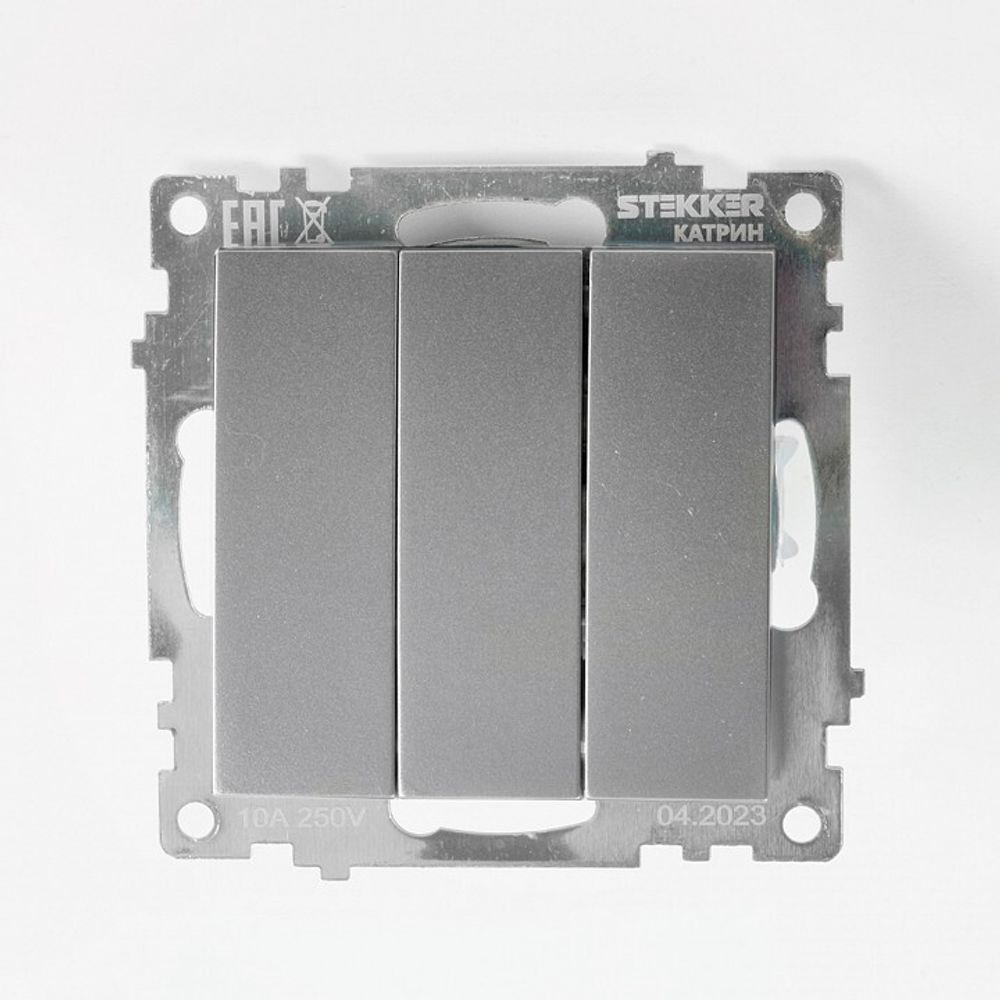 Выключатель трехклавишный без рамки Stekker Катрин 49173