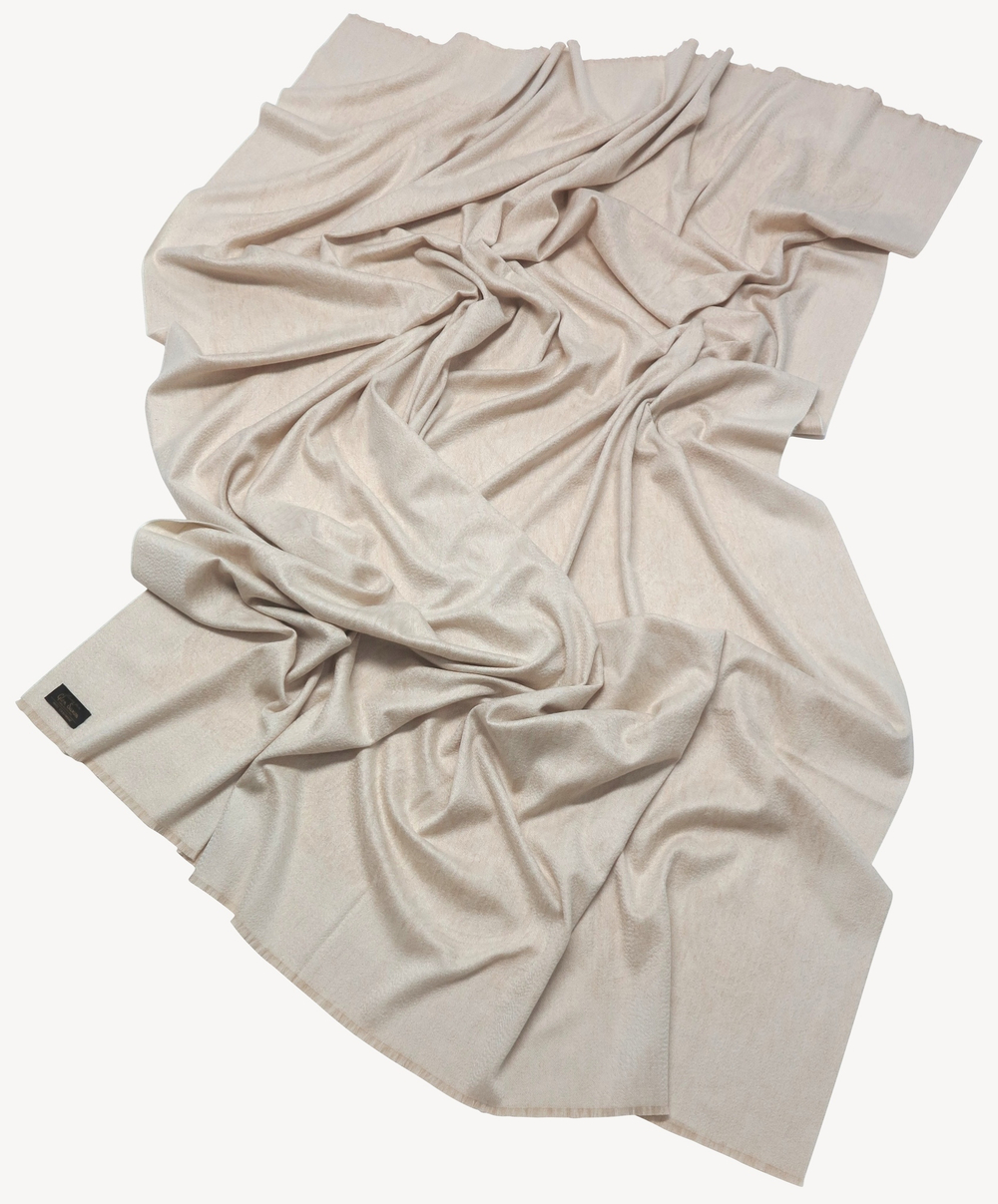 Плед 150х200 Glen Saxon Border Paisley Sand Stone White