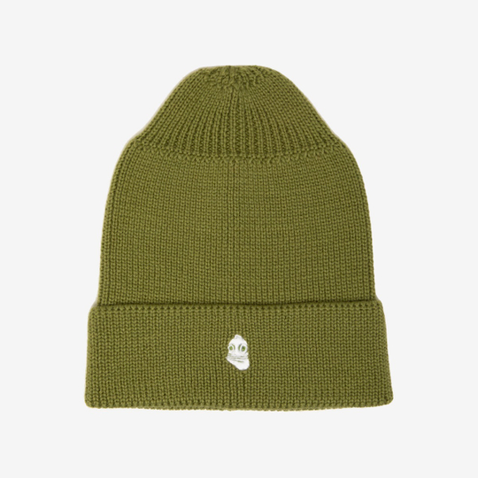 Beanie Hat Embroidered Logo Light Khaki