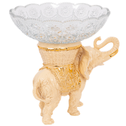 Фруктовница-конфетница Слон Джайпурарт со стеклянной чашей 7373 Айвори