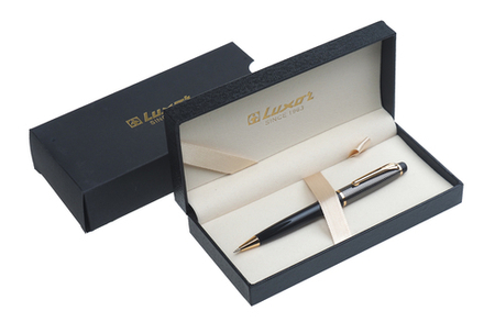 Ручка шариковая FUTURA Luxor поворотный механизм синяя 0.7мм корпус черный/золото металлический в подарочном футляре черного цвета