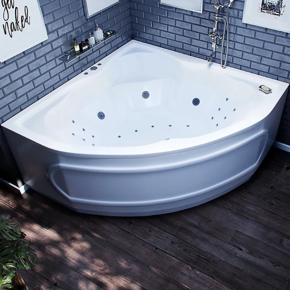 Акриловая ванна Aquatek (Акватек) Сириус 164х164, с каркасом, с фронтальной панелью, со сливом-переливом