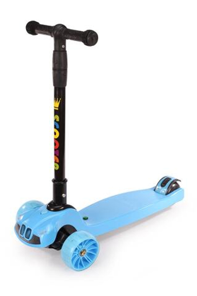 Самокат 3-х колесный, свет, звук, 02Б (голубой)