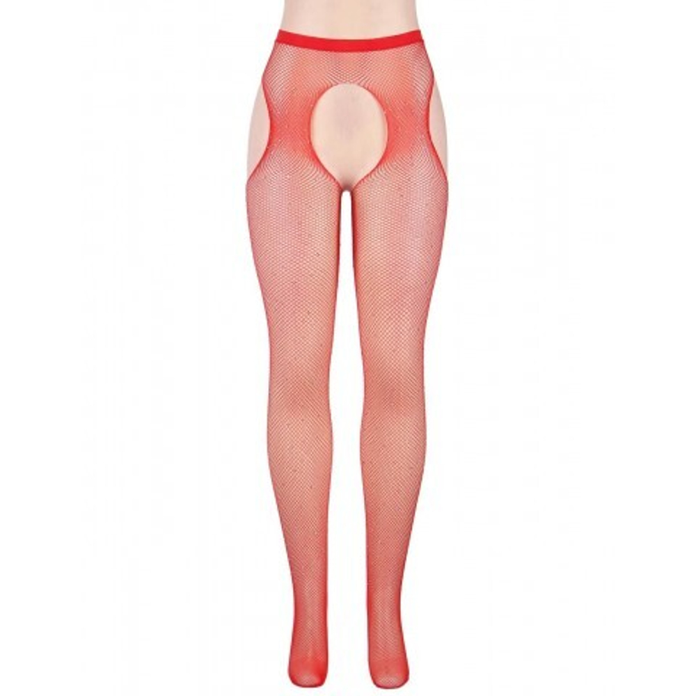 Колготки в сетку в виде пояса с чулками Diamonds красные (размер XS-M)