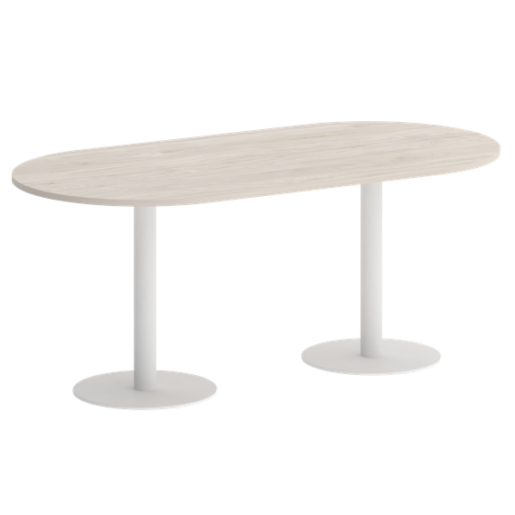 Home Office Стол овальный VR.SP-5-180.1 Денвер Светлый/Металл Белый 1800*900*753