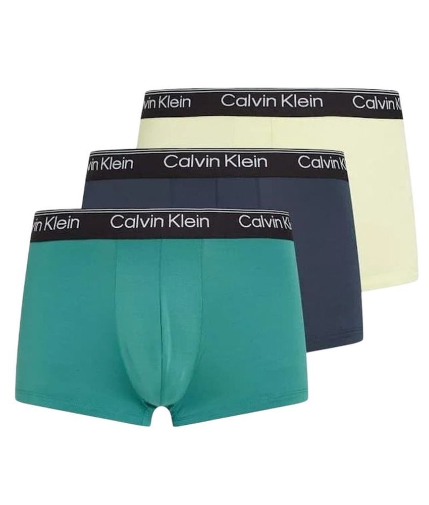 Мужские спортивные боксеры Calvin Klein Low Rise Trunk Microfiber Stretch 3P - ink/pale lime lemon/lively teal