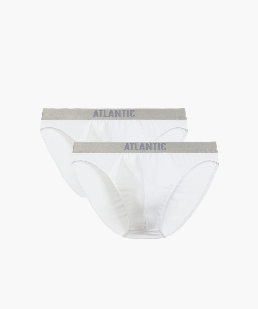 Мужские трусы слипы спорт Atlantic, набор из 2 шт., пима хлопок, белые, Basic 2BMP-013
