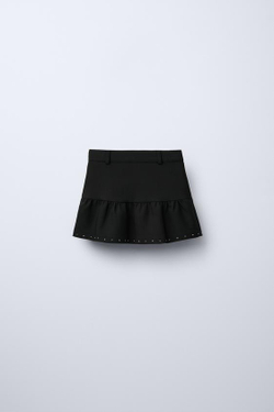 ZARA ЮБКА-ШОРТЫ С ЗАКЛЕПКАМИ, ЧЕРНЫЙ