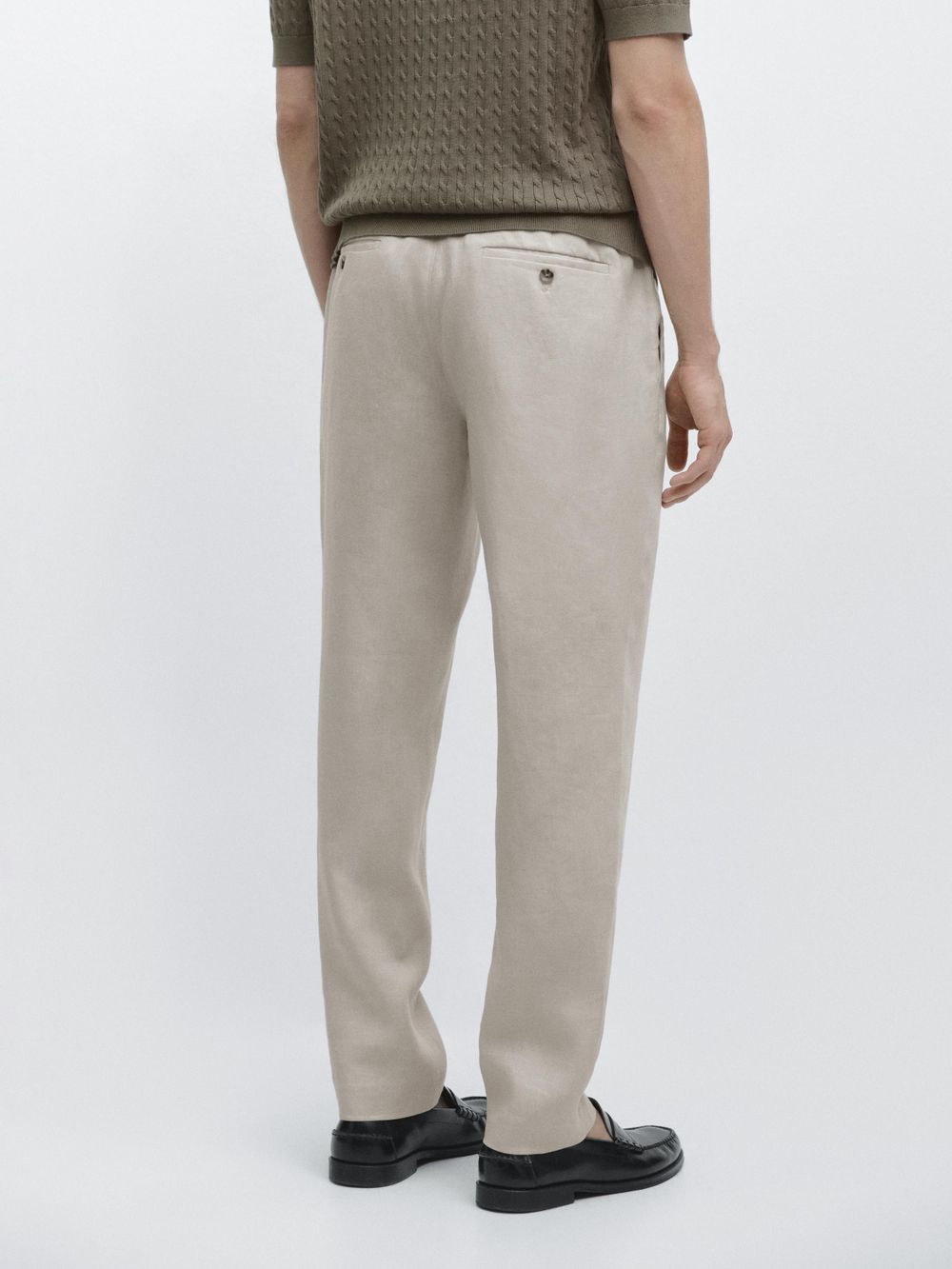 Massimo Dutti Зауженные льняные брюки, бежевый