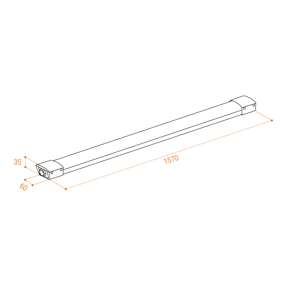 Светильник LED WPL48-6.5K150-01 45Вт 6500К IP65 5850Лм матовый соединяемый в линию 1570x58x28 мм WOLTA
