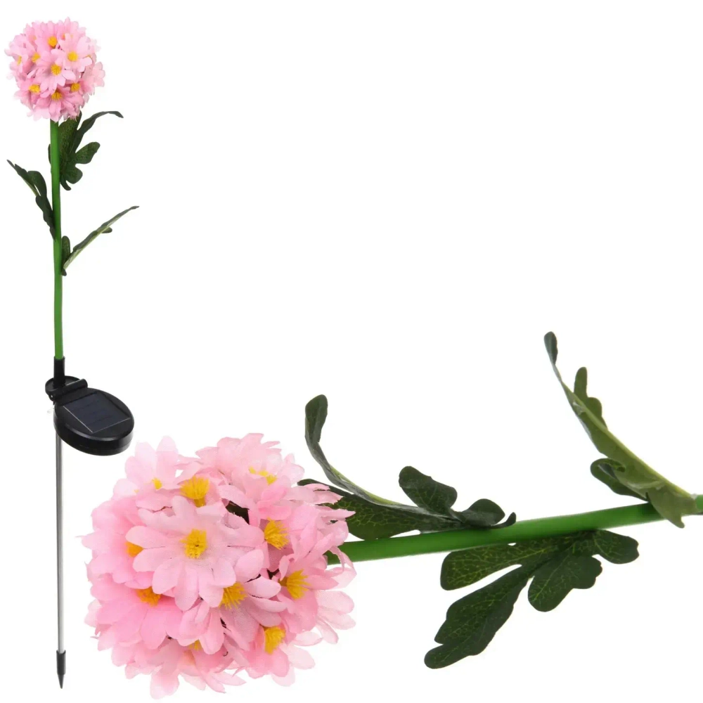 Светильник на солн.батарее (фигура на спице с подсветкой) «Гортензия» 73 см, Розовый (свечение тепл.белый)