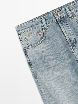 Massimo Dutti Джинсы с кромкой, светло-голубой