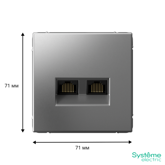 Розетка двойная компьютерная ArtGallery RJ45+RJ45 кат. 6A механизм сталь SE GAL000988
