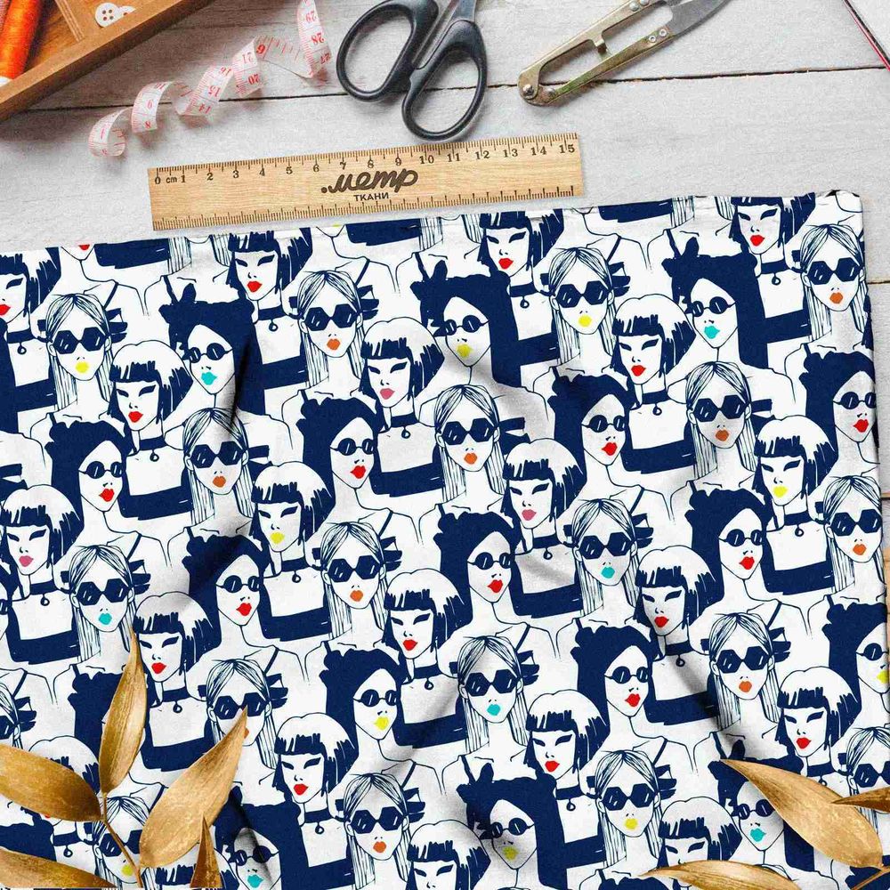 Ткань интерлок толпа девушек