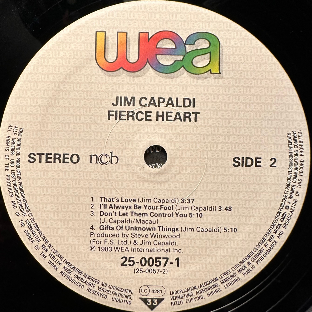 Jim Capaldi - Fierce Heart (Скандинавия 1983г.)