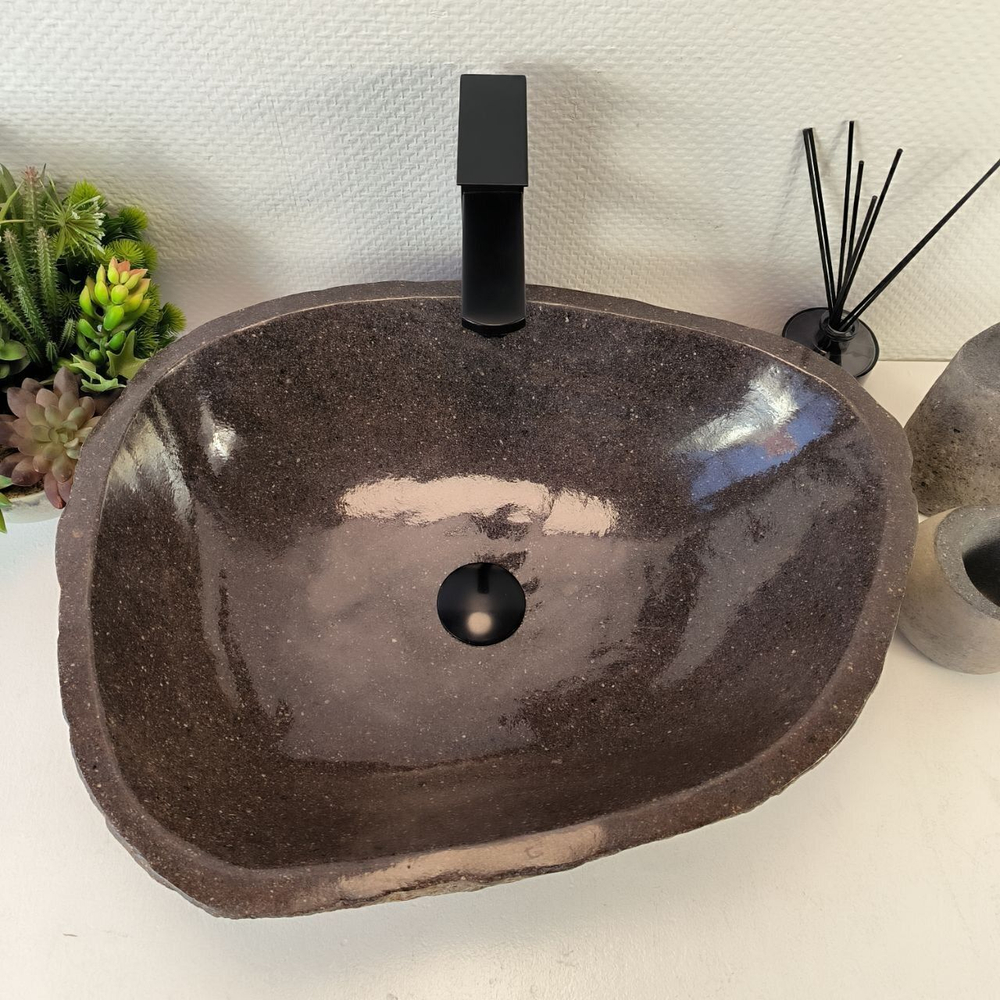 Каменная раковина из речного камня RS-05388 (55*44*15) 0857 из натурального камня