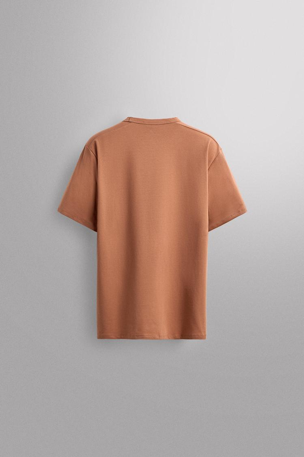 ZARA ФУТБОЛКА ИЗ ВЫСОКОТЕХНОЛОГИЧНОЙ СМЕСИ ХЛОПКА, ЧЕРЕПИЧНЫЙ