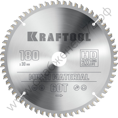 KRAFTOOL Multi Material 180х30мм 60Т, диск пильный по алюминию