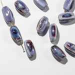 Бусина в форме бочонка, 8*14,5мм, фиолетовая, глазурированный фарфор