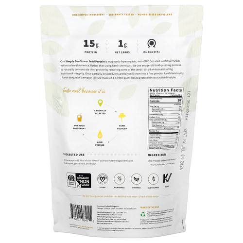 Sprout Living, Простой протеин из семян подсолнечника, 454 г (1 фунт)