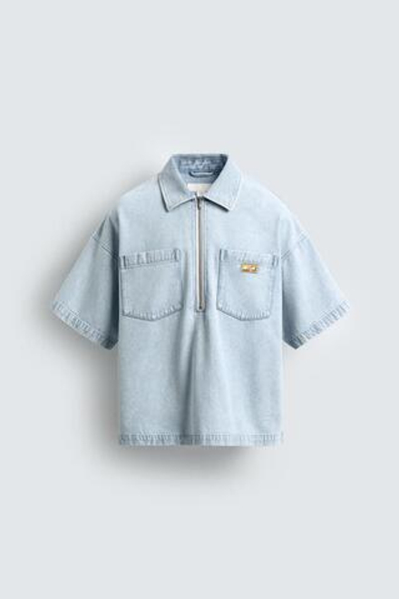 ZARA ЛЕГКОЕ ДЖИНСОВОЕ ПОЛО, ГОЛУБОЙ
