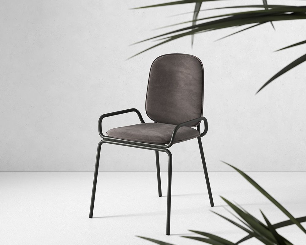 Стул Ror, Double Frame, велюр, черный/серый